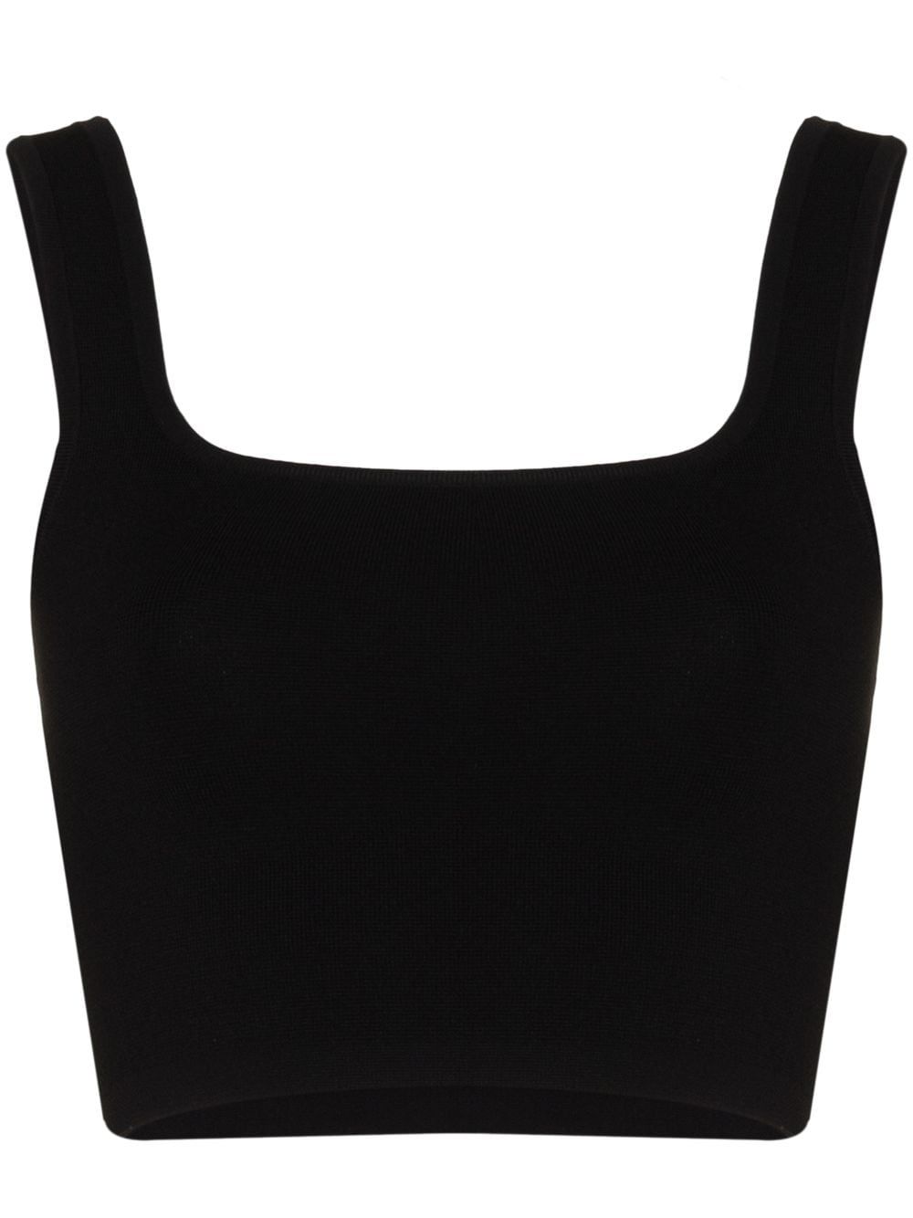 Black Unicolor Crop Top