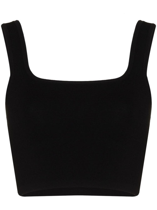Black Unicolor Crop Top